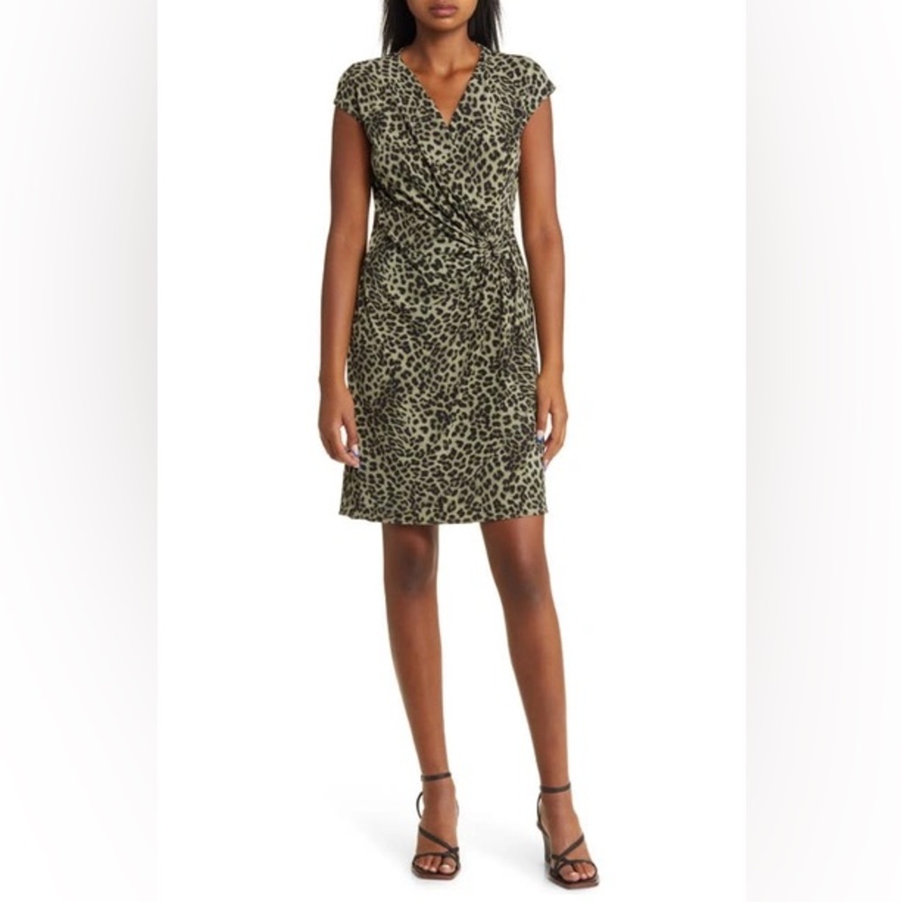 Tommy Bahama Clara Lovely Leo Dress Leopard print V neck Size L
